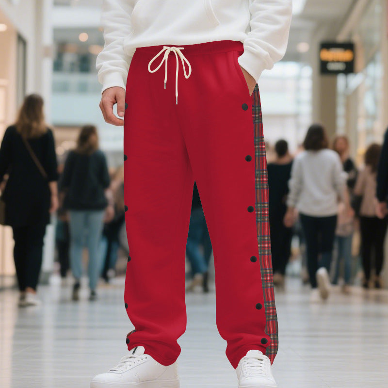 Herr sporty jogging trousers with side snaps and checked design Eva Jonsson-Eva Jonsson