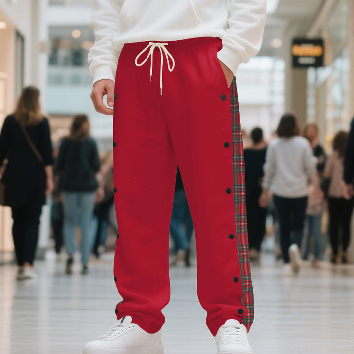 Herr sporty jogging trousers with side snaps and checked design Eva Jonsson-Eva Jonsson