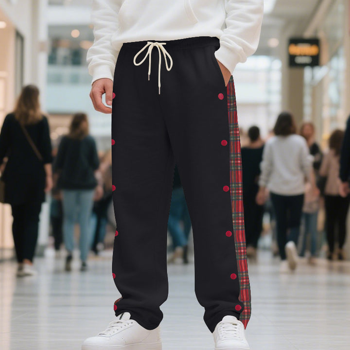 Herr sporty jogging trousers with side snaps and checked design Eva Jonsson-Eva Jonsson