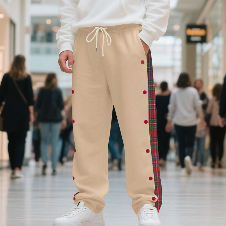 Herr sporty jogging trousers with side snaps and checked design Eva Jonsson-Eva Jonsson