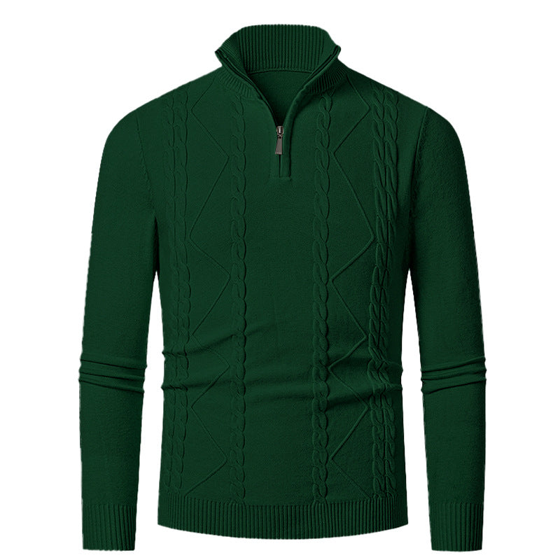 Herr stickad tröja med halv dragkedja och strukturerat mönster Eva Jonsson-Eva Jonsson