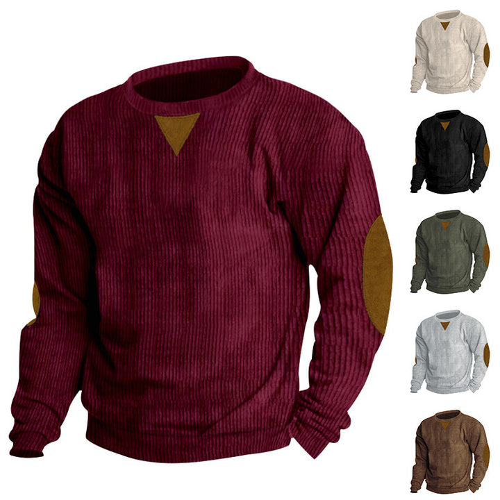 Herr stilig finstickad tröja med struktur och fashionabla armbågslappar Eva Jonsson-Eva Jonsson