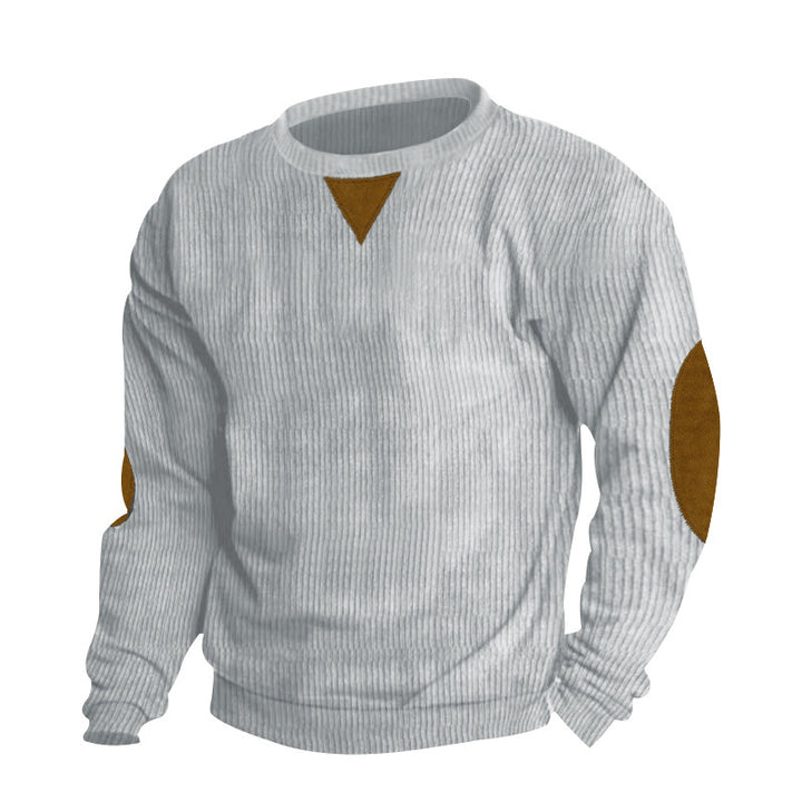 Herr stilig finstickad tröja med struktur och fashionabla armbågslappar Eva Jonsson-Eva Jonsson