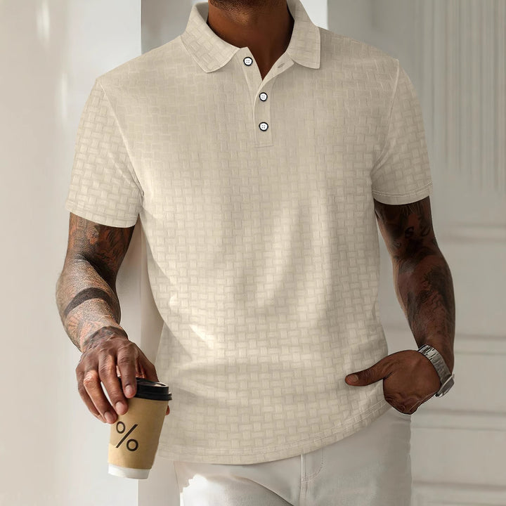 Herr stiligt poloshirt med moderna strukturerade detaljer Mirla-Eva Jonsson
