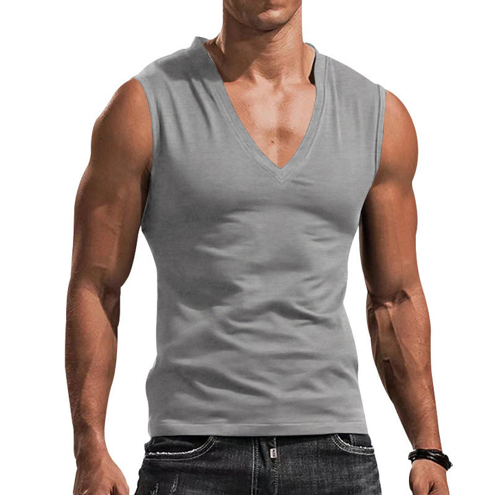 Herrar Ärmlös V-ringad T-shirt Av Andningsbart Material Mirla-Eva Jonsson
