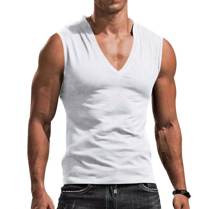 Herrar Ärmlös V-ringad T-shirt Av Andningsbart Material Mirla-Eva Jonsson