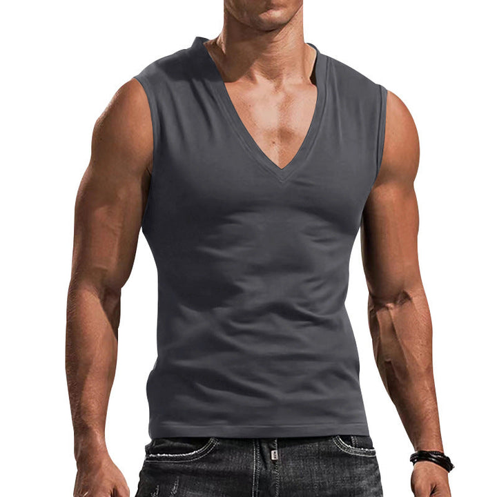 Herrar Ärmlös V-ringad T-shirt Av Andningsbart Material Mirla-Eva Jonsson