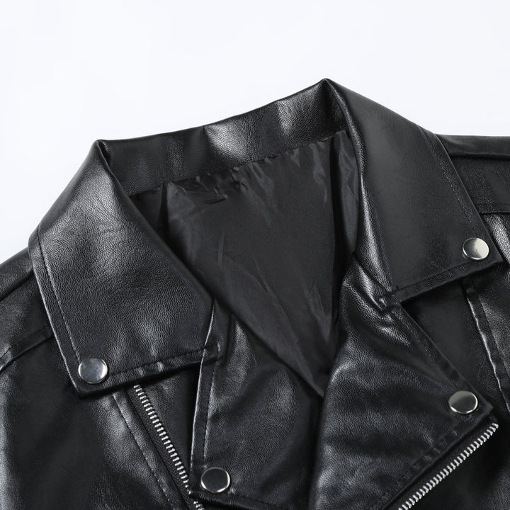 Herrar Biker-läderjacka med asymmetrisk dragkedja och praktiska fickor Mirla-Eva Jonsson
