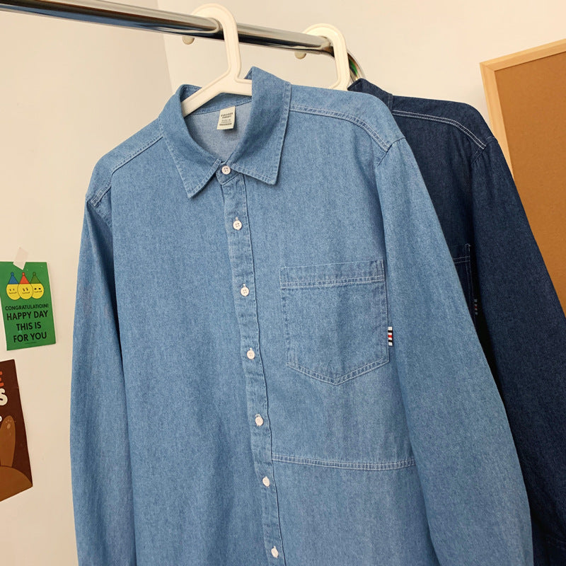 Herrar Denim Långärmad Skjorta med klassisk Button-Down Krage Eva Jonsson-Eva Jonsson