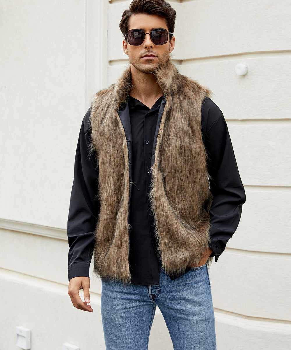 Herrar Elegant Konstpälsväst med öppna sidor Eva Jonsson-Eva Jonsson