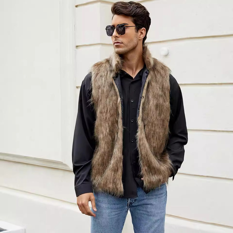 Herrar Elegant Konstpälsväst med öppna sidor Eva Jonsson-Eva Jonsson