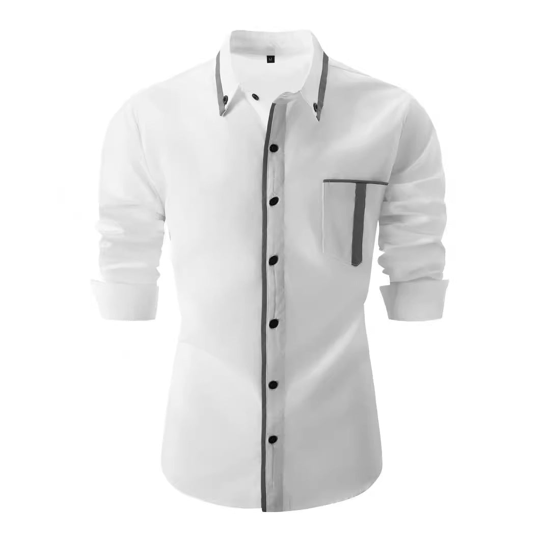 Herrar Elegant Långärmad Skjorta med Modern Krage och Stiliga Accent Mirla-Eva Jonsson