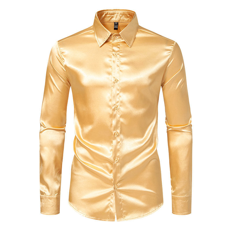Herrar Elegant Satin Skjorta med glänsande yta och modern passform Mirla-Eva Jonsson
