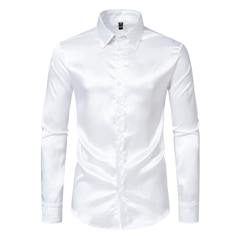 Herrar Elegant Satin Skjorta med glänsande yta och modern passform Mirla-Eva Jonsson