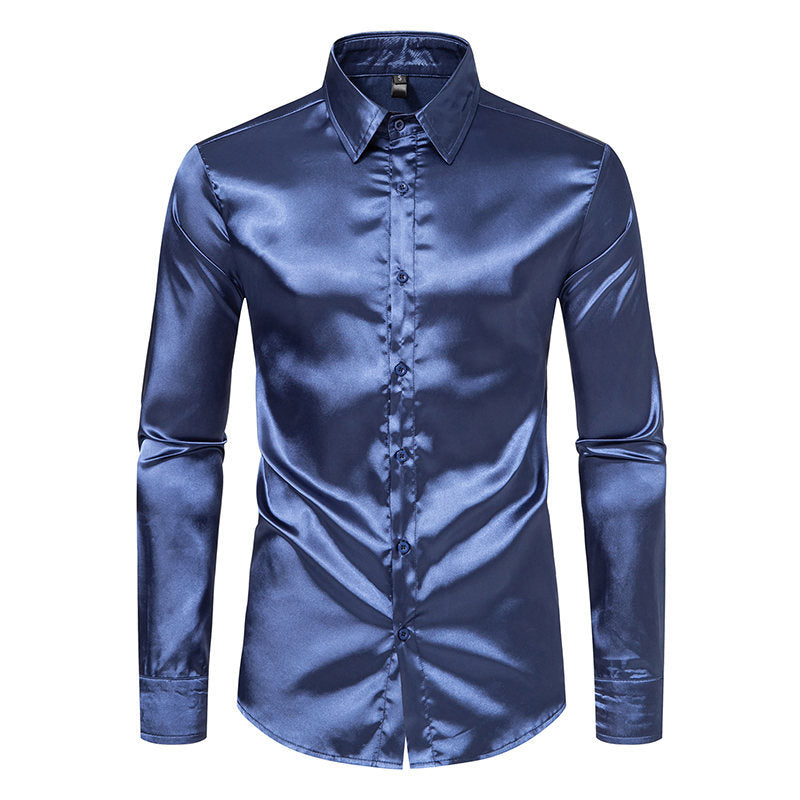 Herrar Elegant Satin Skjorta med glänsande yta och modern passform Mirla-Eva Jonsson