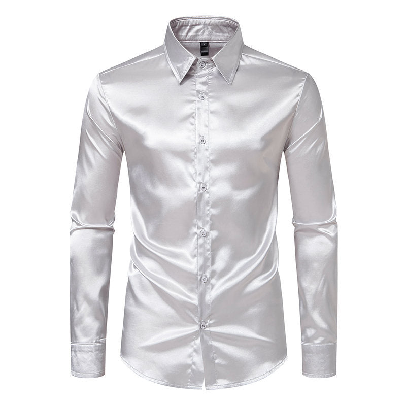 Herrar Elegant Satin Skjorta med glänsande yta och modern passform Mirla-Eva Jonsson