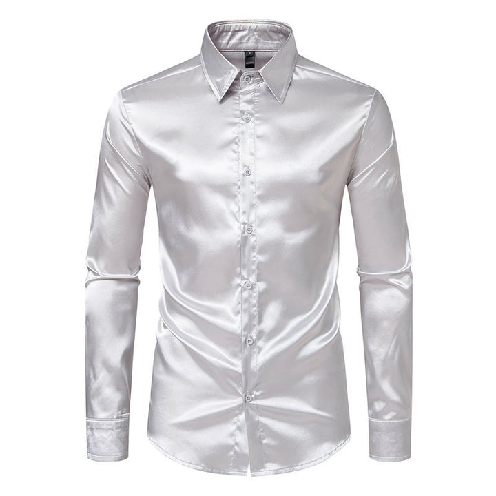 Herrar Elegant Satin Skjorta med glänsande yta och modern passform Mirla-Eva Jonsson