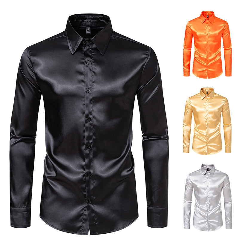 Herrar Elegant Satin-skjorta med modern krage och fin textur Mirla-Eva Jonsson