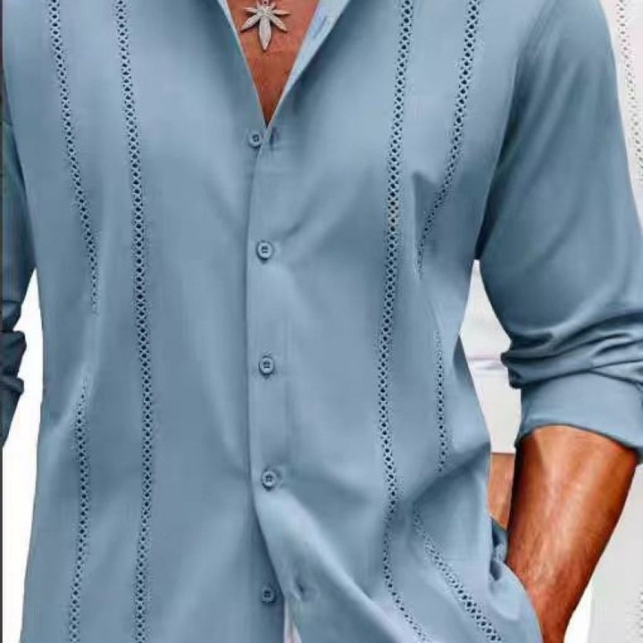 Herrar Elegant långärmad blus med fina broderidetaljer Mirla-Eva Jonsson