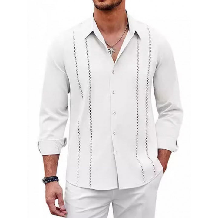 Herrar Elegant långärmad blus med fina broderidetaljer Mirla-Eva Jonsson