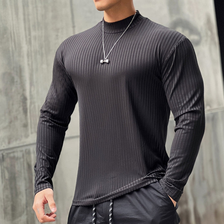 Herrar Elegant långärmad skjorta med ståkrage och ribbstruktur Mirla-Eva Jonsson