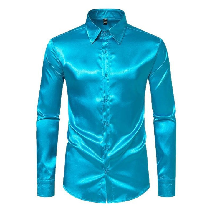 Herrar Elegant satin skjorta med skimrande finish och klassisk krage Mirla-Eva Jonsson