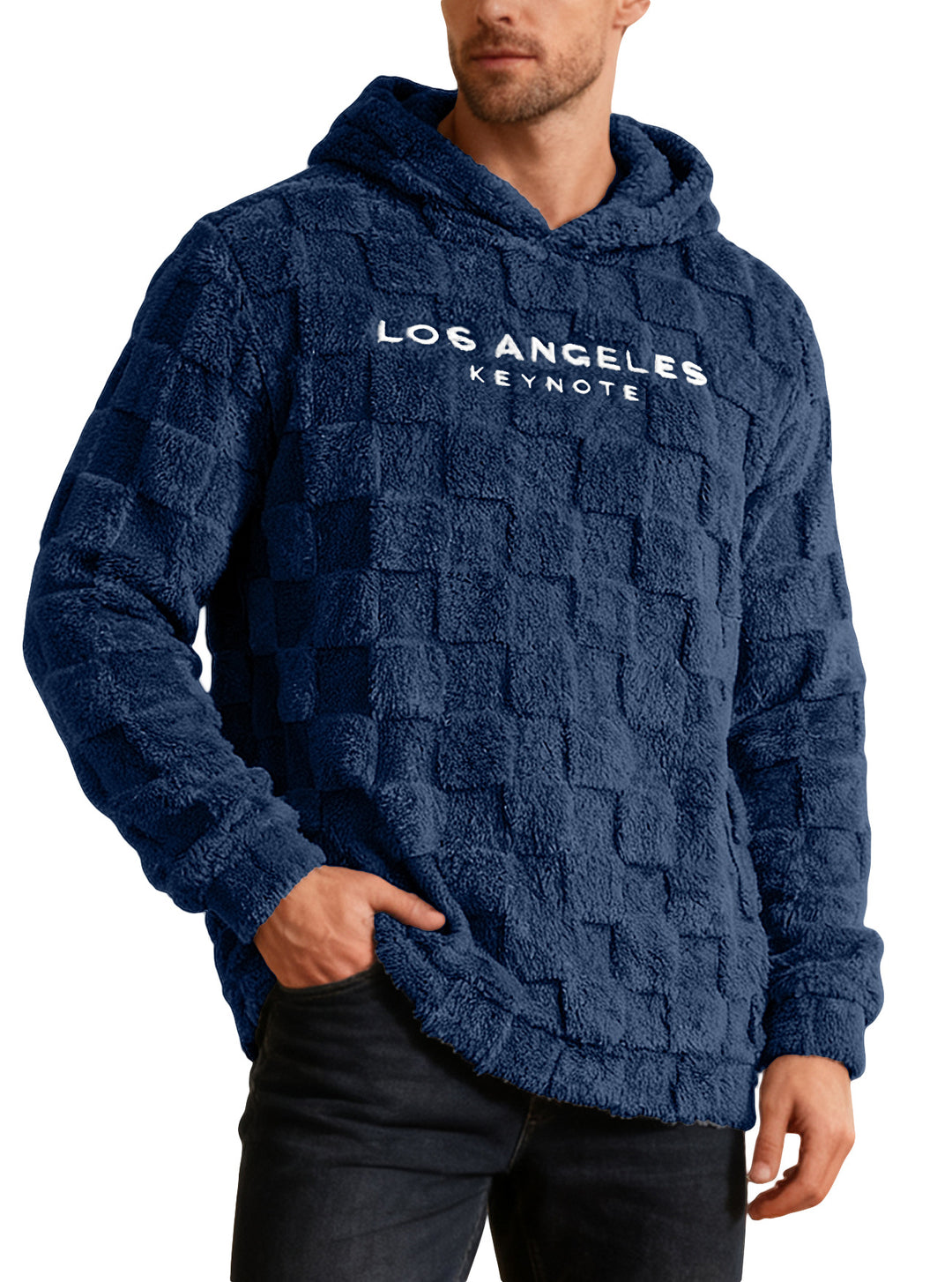 Herrar Fleece Hooded Sweatshirt med strukturerat våffelmönster Mirla-Eva Jonsson