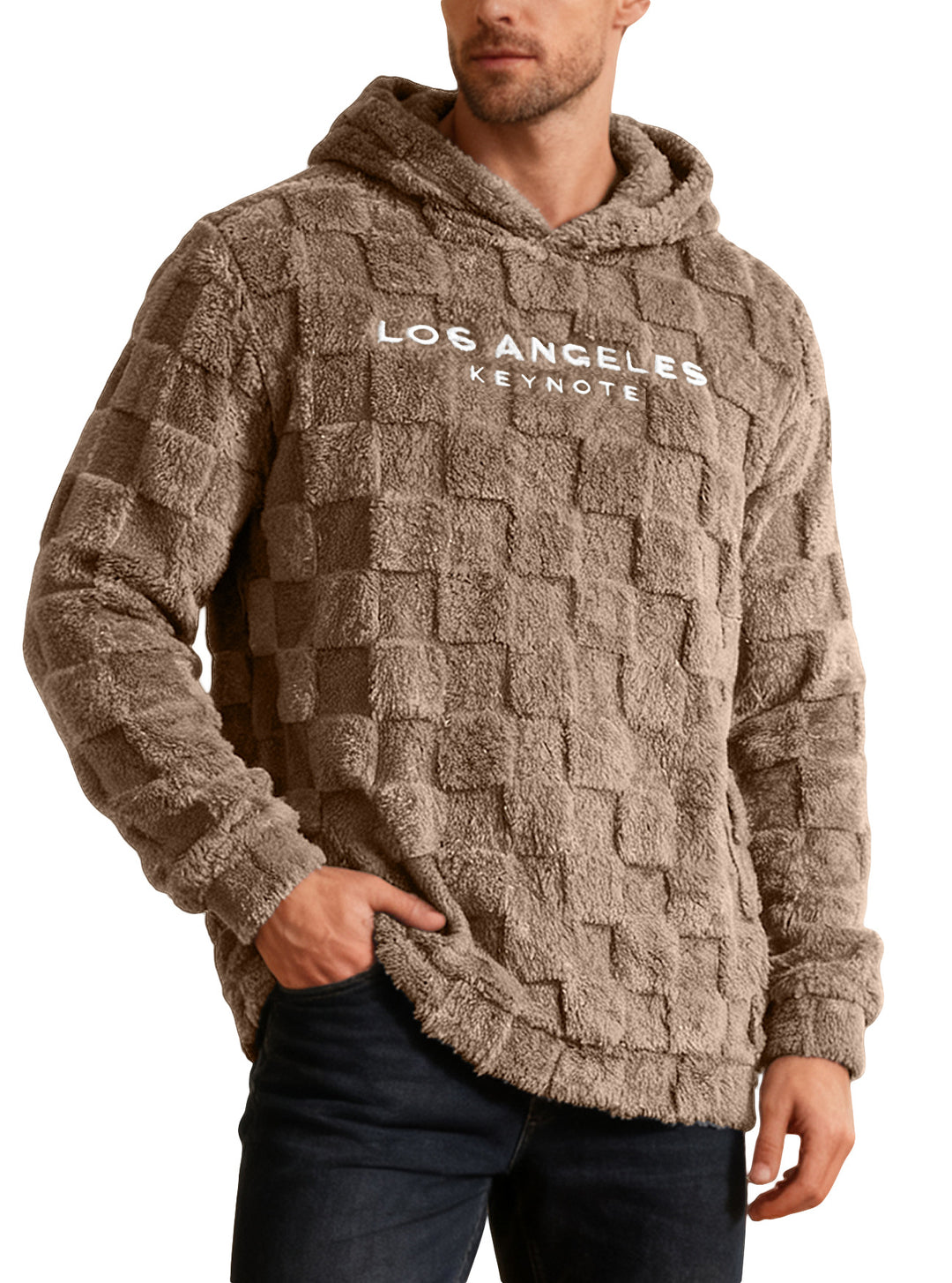 Herrar Fleece Hooded Sweatshirt med strukturerat våffelmönster Mirla-Eva Jonsson