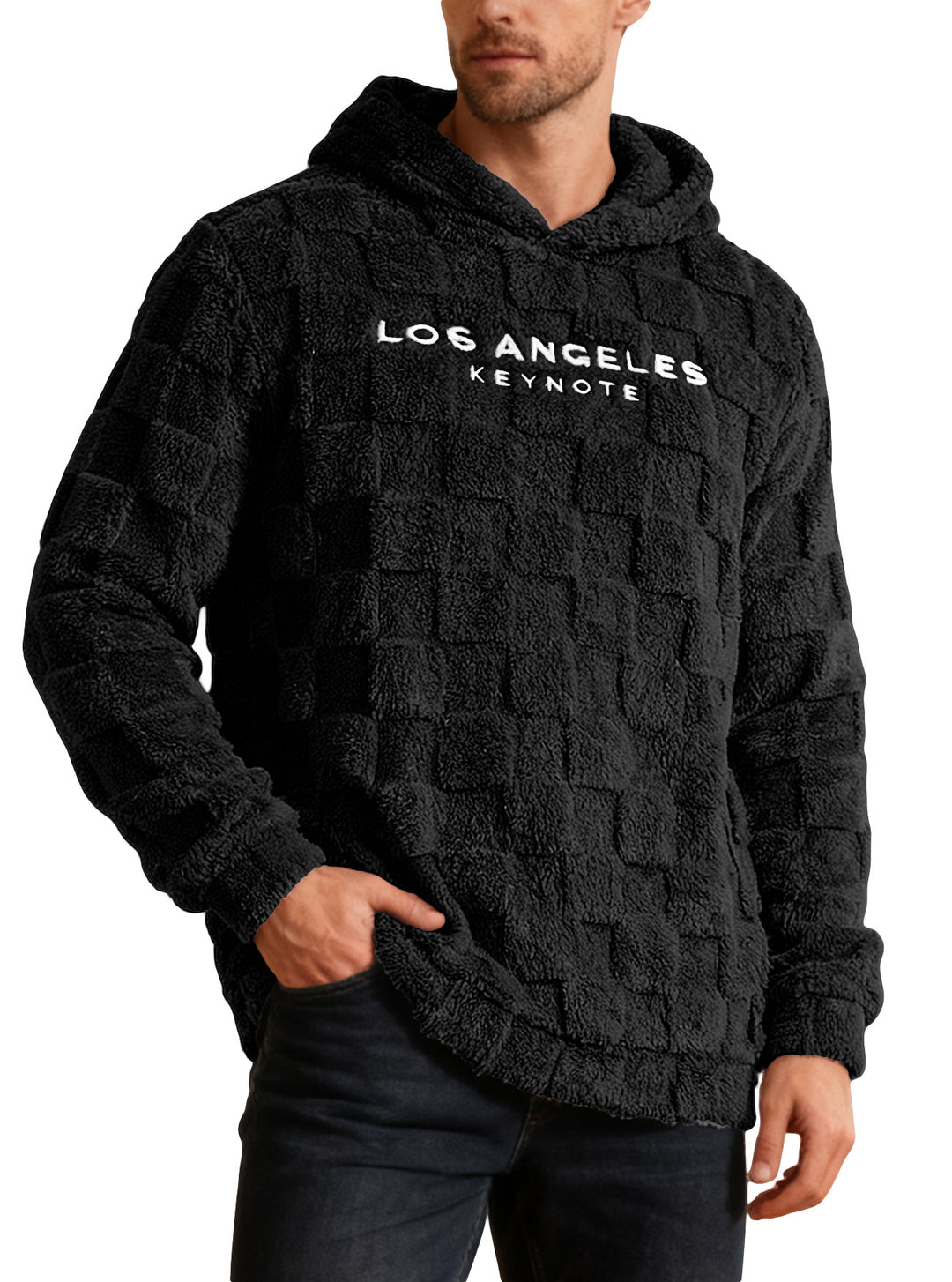 Herrar Fleece Hooded Sweatshirt med strukturerat våffelmönster Mirla-Eva Jonsson