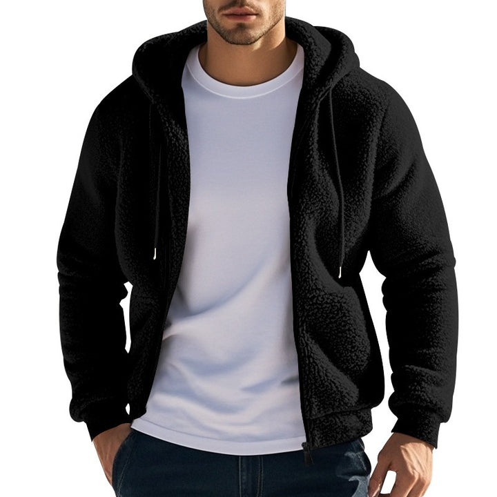 Herrar Fleece Hoodie med känguruficka och praktisk dragkedja Mirla-Eva Jonsson