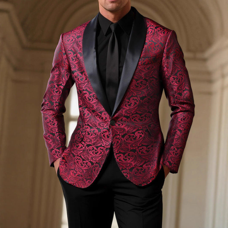 Herrar Glamourös Jacquard Smokingblazer med Satinrevers Mirla-Eva Jonsson