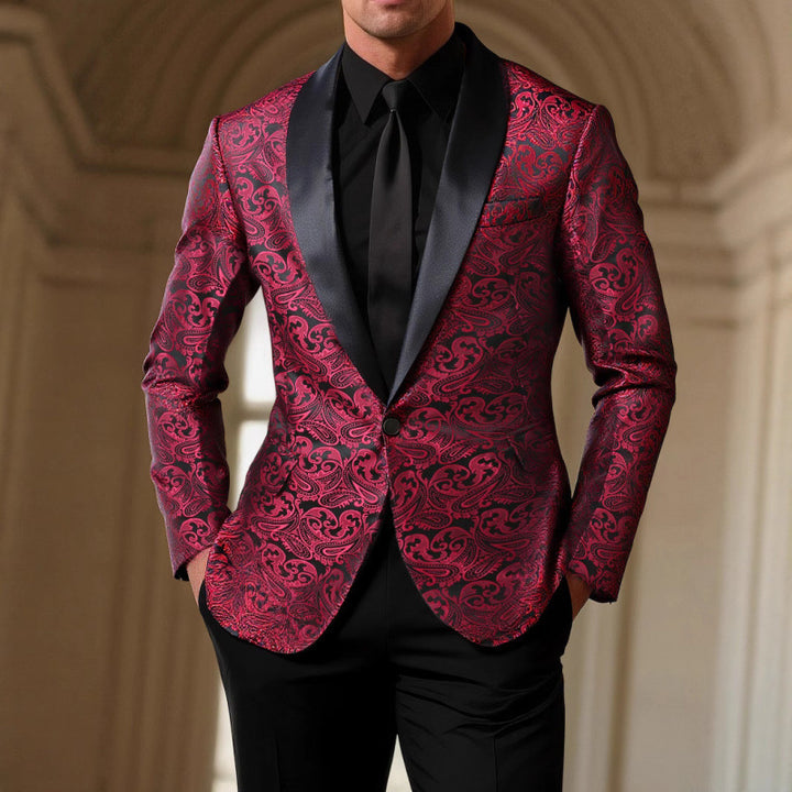 Herrar Glamourös Jacquard Smokingblazer med Satinrevers Mirla-Eva Jonsson
