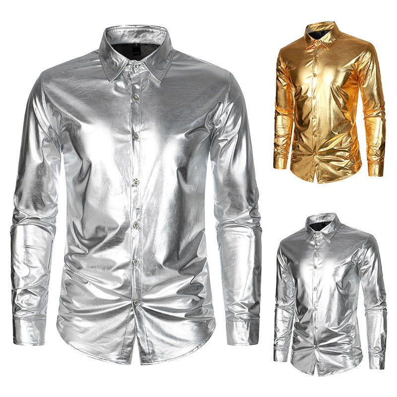 Herrar Glamourös Metallic Skjorta Eva Jonsson-Eva Jonsson