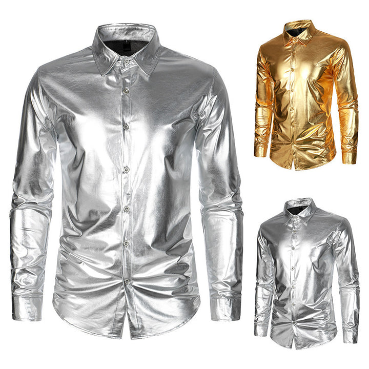 Herrar Glamourös Metallic Skjorta Eva Jonsson-Eva Jonsson