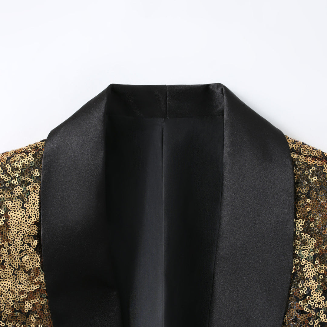 Herrar Glamourös Paljettblazer med satinrevers och modern passform Eva Jonsson-Eva Jonsson