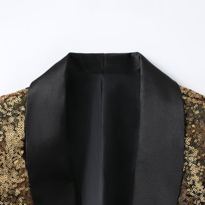 Herrar Glamourös Paljettblazer med satinrevers och modern passform Eva Jonsson-Eva Jonsson