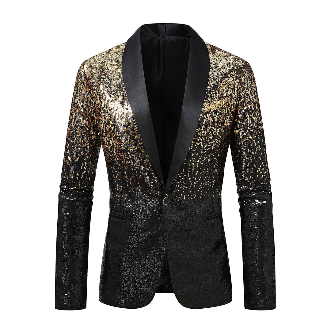 Herrar Glamourös Paljettblazer med satinrevers och modern passform Eva Jonsson-Eva Jonsson
