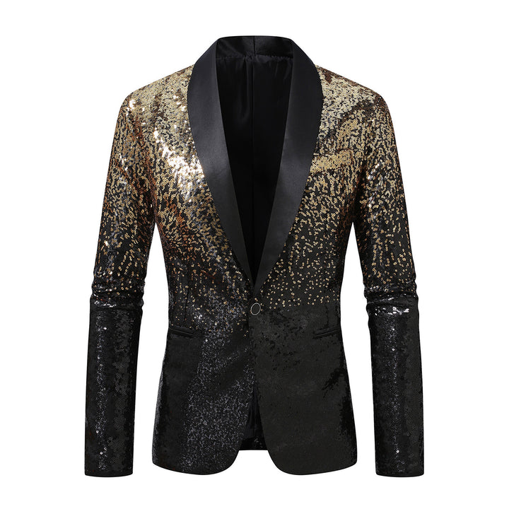 Herrar Glamourös Paljettblazer med satinrevers och modern passform Eva Jonsson-Eva Jonsson