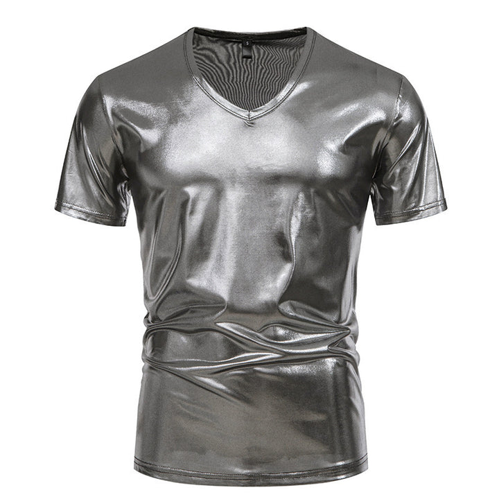 Herrar Glänsande V-hals T-shirt i högkvalitativt stretchmaterial Eva Jonsson-Eva Jonsson