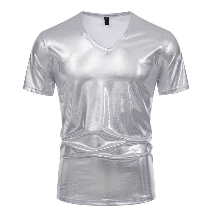 Herrar Glänsande V-hals T-shirt i högkvalitativt stretchmaterial Eva Jonsson-Eva Jonsson