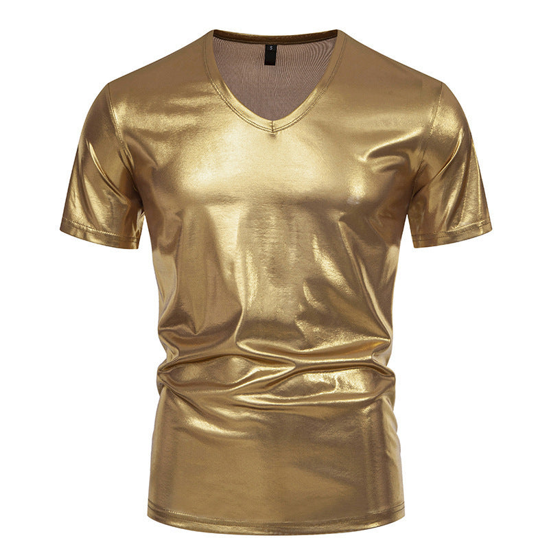 Herrar Glänsande V-hals T-shirt i högkvalitativt stretchmaterial Eva Jonsson-Eva Jonsson