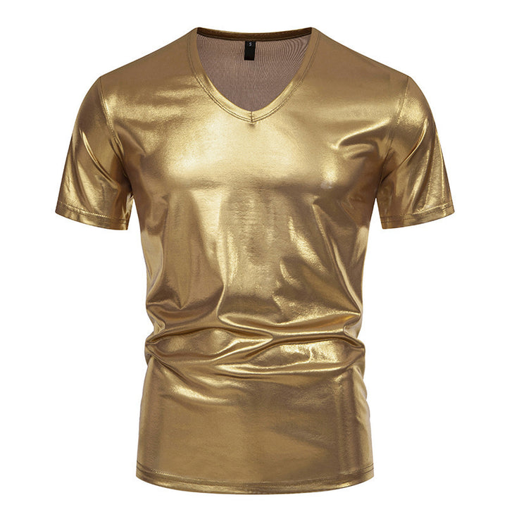 Herrar Glänsande V-hals T-shirt i högkvalitativt stretchmaterial Eva Jonsson-Eva Jonsson
