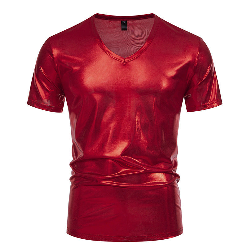 Herrar Glänsande V-hals T-shirt i högkvalitativt stretchmaterial Eva Jonsson-Eva Jonsson