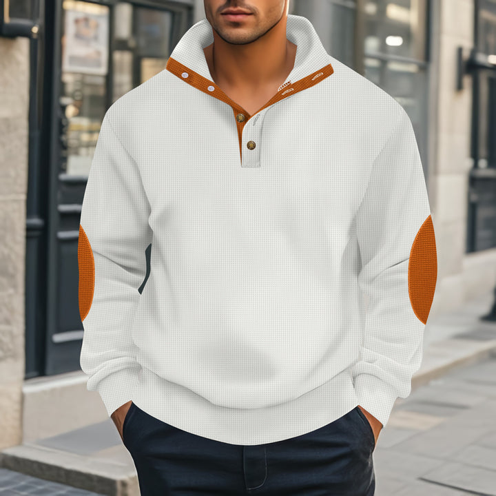 Herrar Henley-tröja med strukturerad design och kontrastdetaljer Mirla-Eva Jonsson