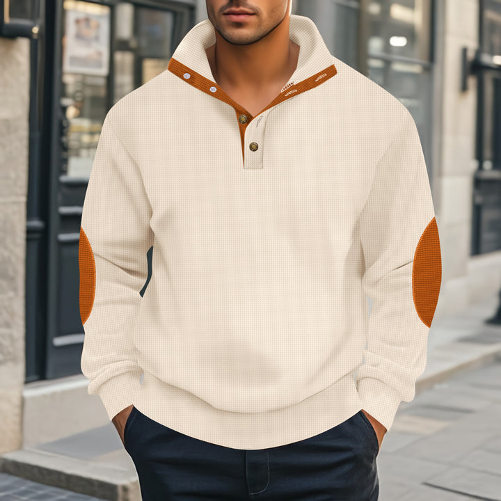 Herrar Henley-tröja med strukturerad design och kontrastdetaljer Mirla-Eva Jonsson