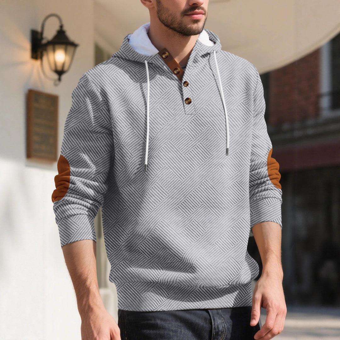 Herrar Hoodie med knapplist och strukturerad design Mirla-Eva Jonsson