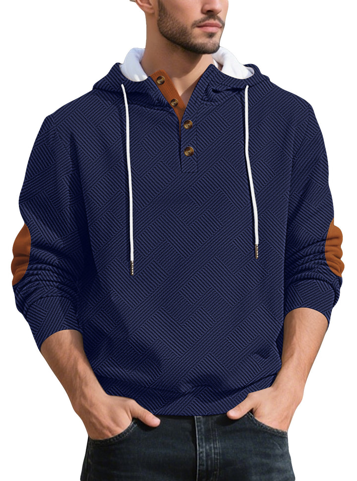 Herrar Hoodie med knapplist och strukturerad design Mirla-Eva Jonsson