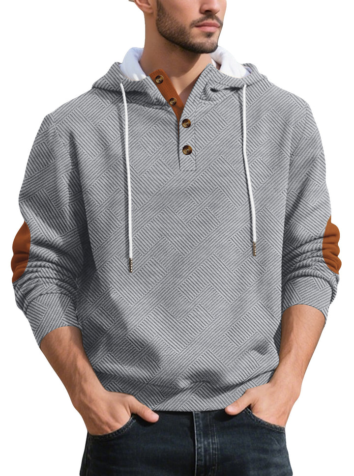 Herrar Hoodie med knapplist och strukturerad design Mirla-Eva Jonsson
