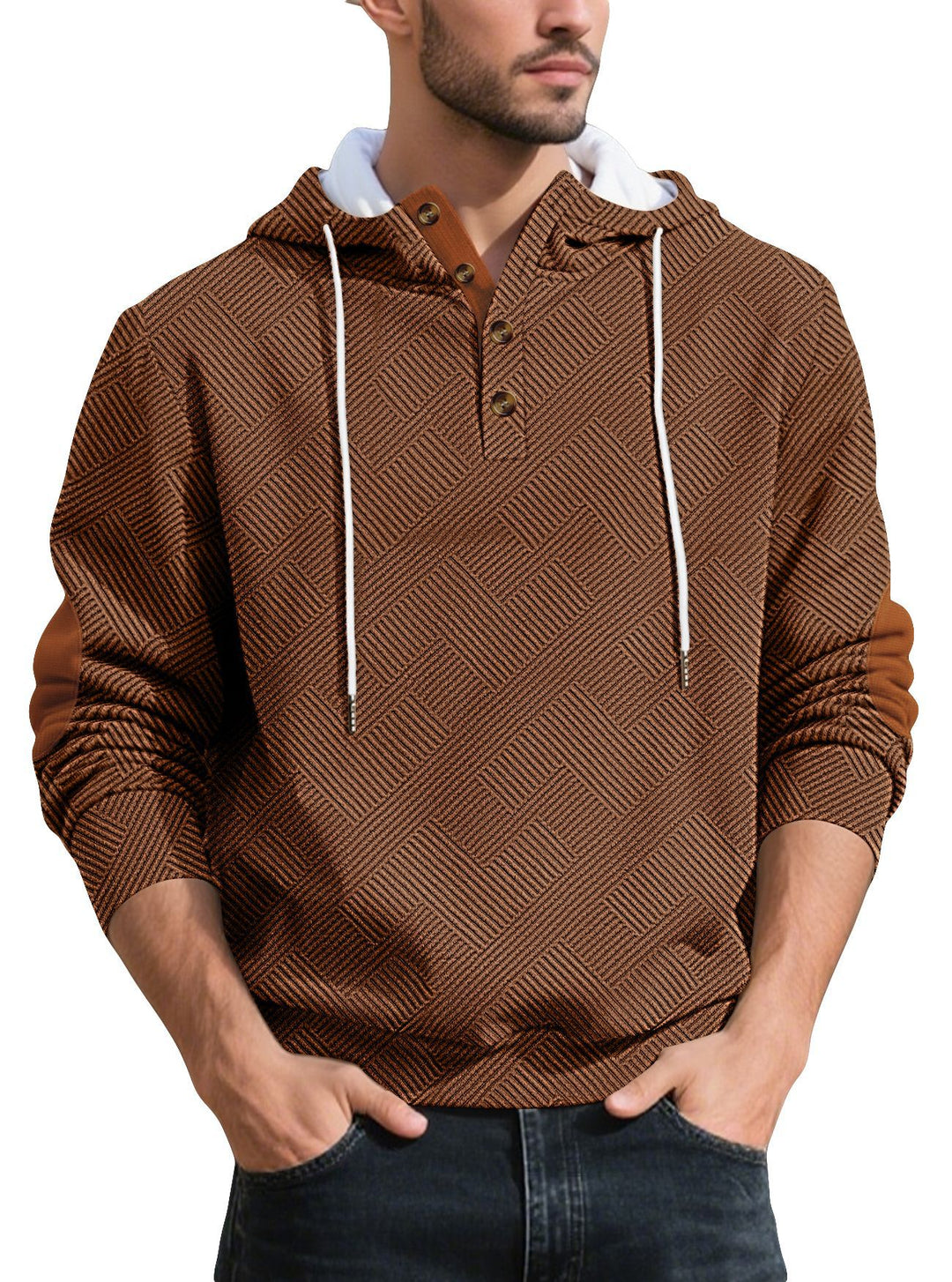 Herrar Hoodie med knapplist och strukturerad design Mirla-Eva Jonsson