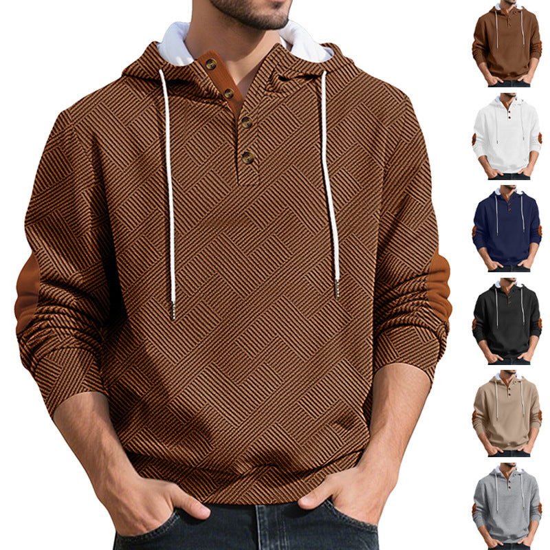 Herrar Hoodie med knapplist och strukturerad design Mirla-Eva Jonsson